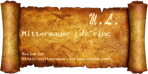 Mittermayer Lőrinc névjegykártya